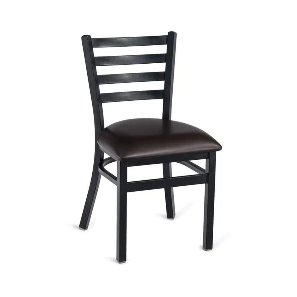 Black steel ladder-back restaurant chair